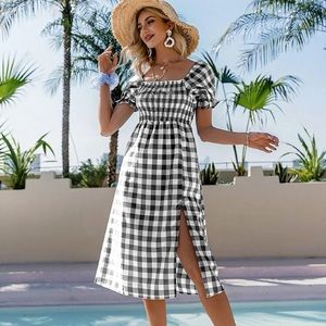 Gingham midi dress
